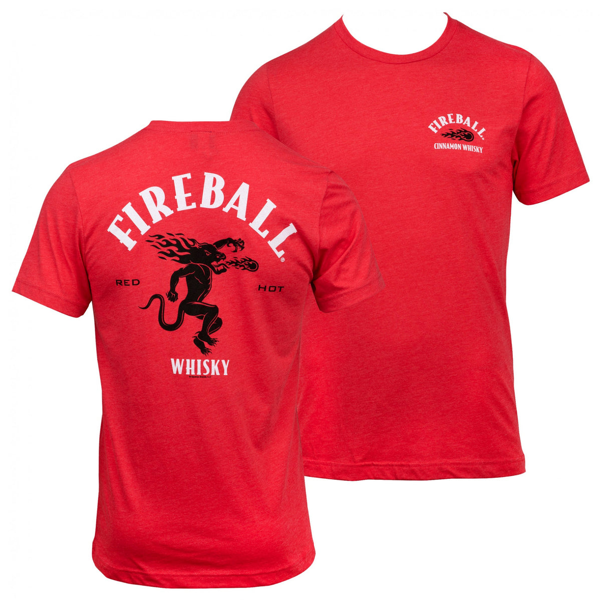 Fireball Whiskey Red Hot Logo Front and Back Print T-Shirt – CRAFTY ...